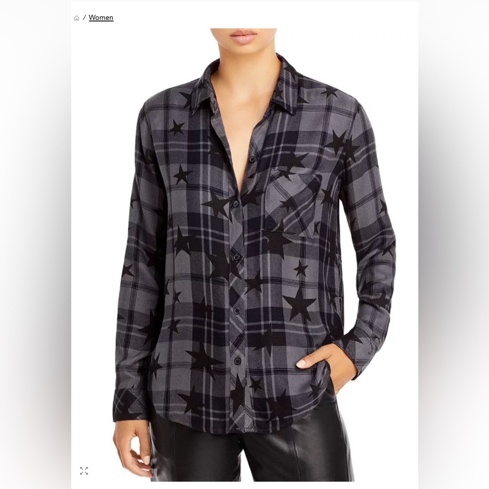 Rails Black and Gray Star Button Down Shirt